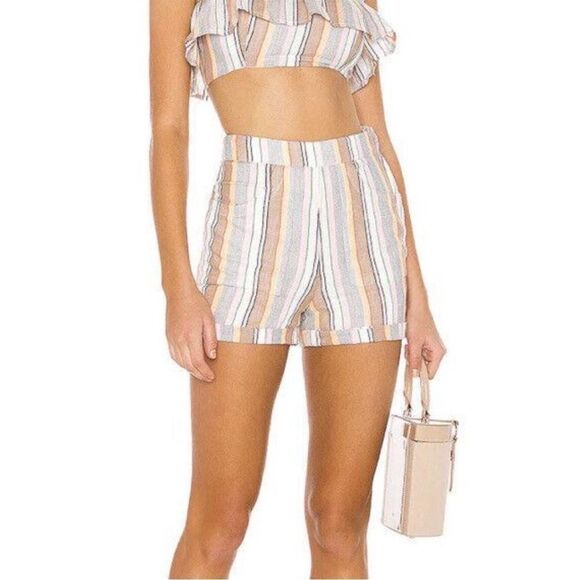 Tularosa Penelope Multi Striped Printed Cropped Top Ruffle Beach S - Picture 2 of 12